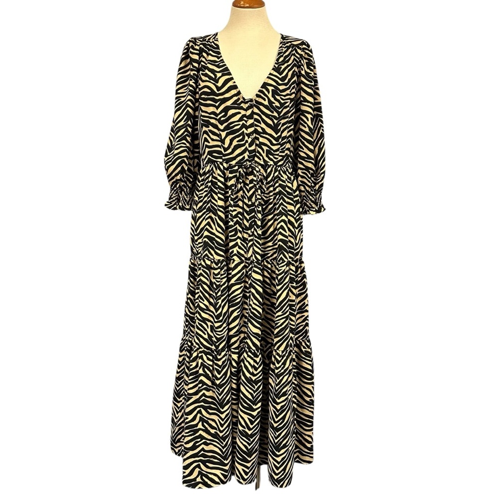 The Drop Collab with We Are Twinset Zebra Print Maxi Dress Tiered Black Fall